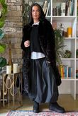 Mara Luxury Faux Fur Long Coat Black 